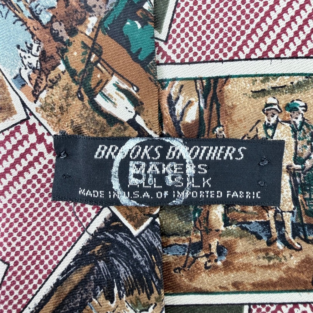 Vintage‎ Brooks Brothers Makers Silk Tie Sports Tennis Cricket Derby 59x3.75 - Picture 4 of 7